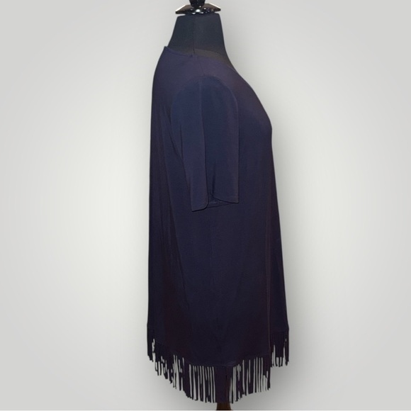 KAREN KANE V-Neck Fringe Dress - Navy Plus 1X - Picture 5 of 15